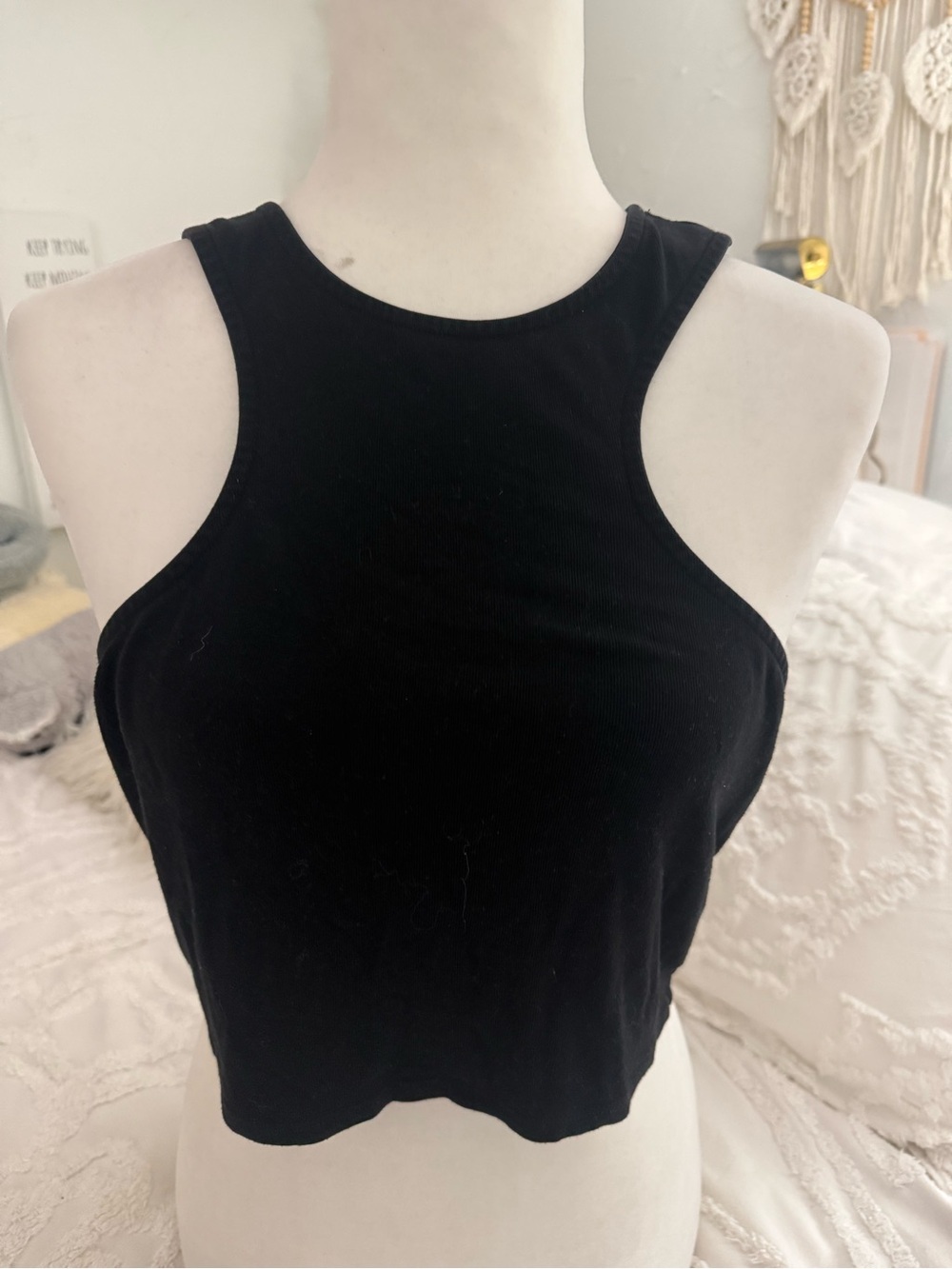 Lovers + Friends Black Racerback Crop Tank